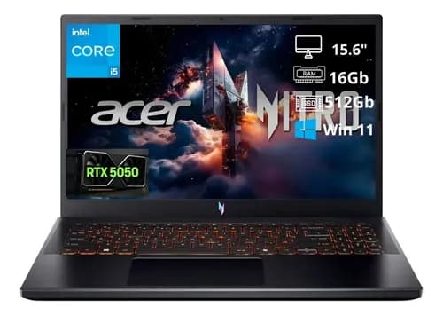 Laptop Gamer Acer Nitro V Nvidia Geforce Rtx 5050 Intel Core I5 13420h 16gb Ssd 512gb 15.6  Fhd 165hz Teclado Ingles Gaming Entrada Y Estudio Negro